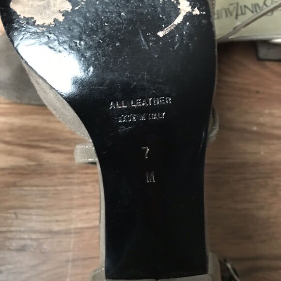 Yves Saint Laurent 7 M Taupe Suede Pumps Crisscross Straps Low Heel Italy YSL - Picture 7 of 8